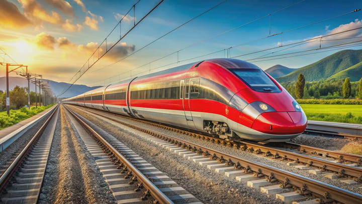 High-speed-train-on-tracks