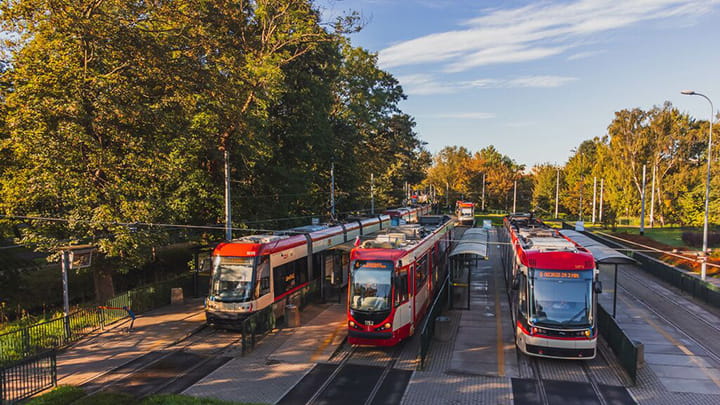 Trams at the terminal
